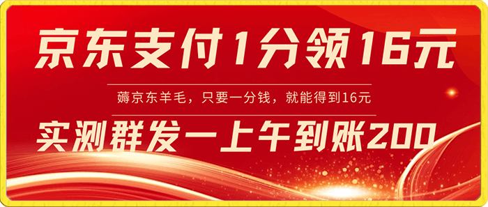 京东支付1分得16元实操到账200-云创库