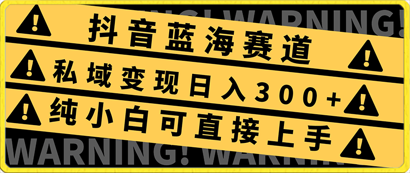 2024抖音蓝海赛道，私域变现日入300 ，操作简单，每年只需一小时，纯小白可直接上手-云创库