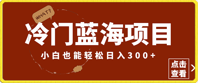 冷门蓝海项目，小白也能轻松日入300 ，做得越久收入越高-云创库