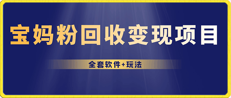 2024爆火宝妈粉回收变现项目【全套软件 玩法】【揭秘】-云创库