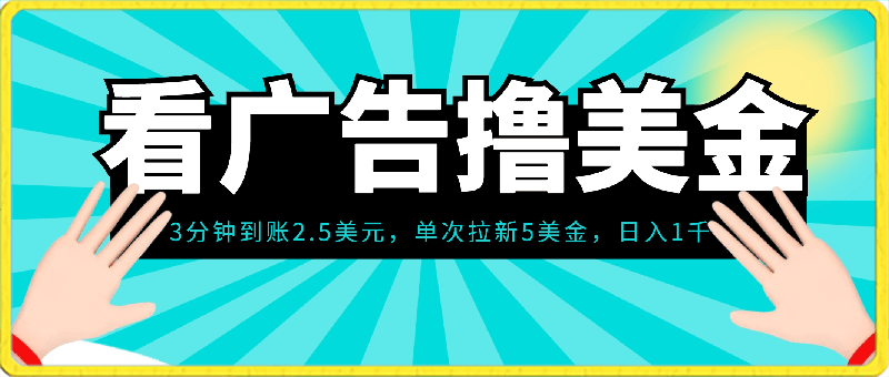 Google看广告撸美金，3分钟到账2.5美元 单次拉新5美金，多号操作，日入1千-云创库