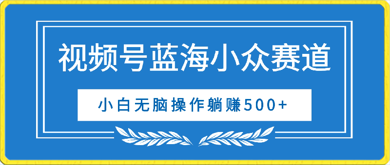 视频号蓝海小众赛道，小白无脑操作躺赚500-云创库