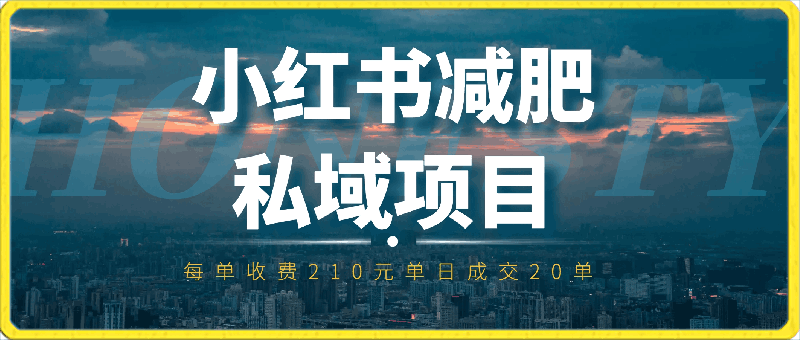 小红书减肥私域项目每单收费210元单日成交20单，最高日入4200-云创库