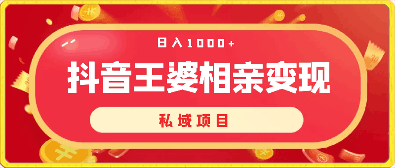 抖音王婆相亲变现私域项目，日入1000-云创库