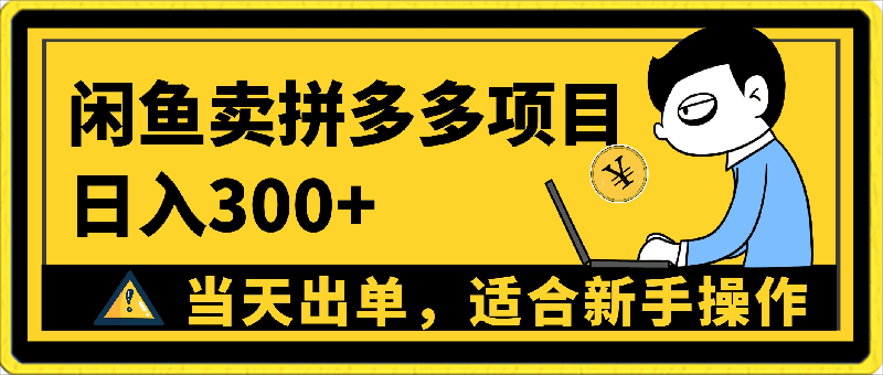 闲鱼卖拼多多项目，日入300 ，当天出单，适合新手操作-云创库