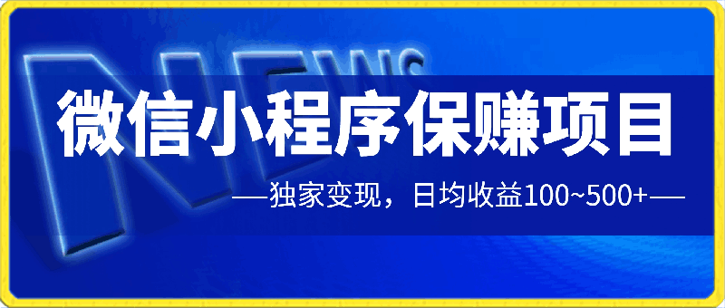 微信小程序保赚项目，独家变现，日均收益100~500-云创库