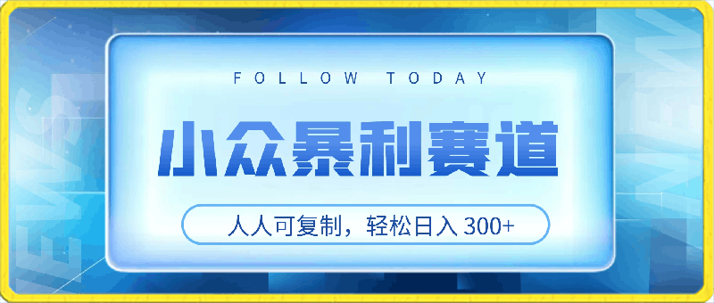 小众暴利赛道，人人可复制，轻松日入 300-云创库