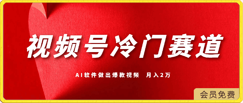 视频号冷门赛道，利用AI软件，新手也能轻松做出爆款视频，月入2万-云创库