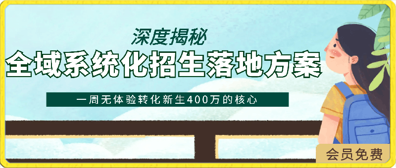 全域系统化招生落地方案，深度揭秘一周无体验转化新生400万的核心-云创库