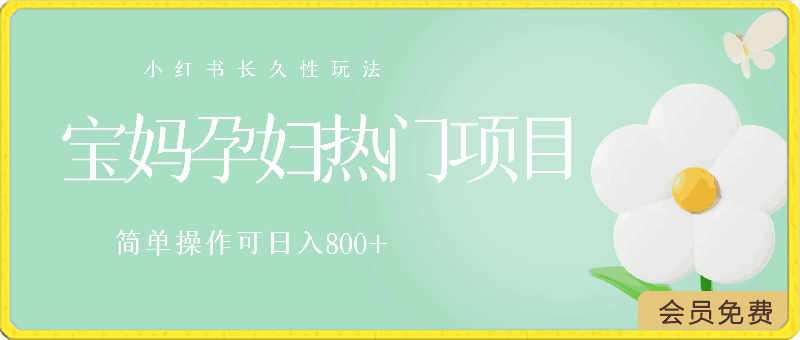 小红书长久性玩法，宝妈孕妇热门项目，简单操作可日入800-云创库