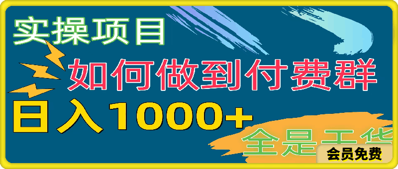 [实操项目]付费群赛道，日入1000-云创库