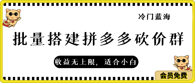 冷门蓝海批量搭建拼多多砍价群项目，收益无上限，适合小白的风口【揭秘】-云创库