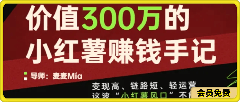 价值300万的 小红书赚钱手记-云创库