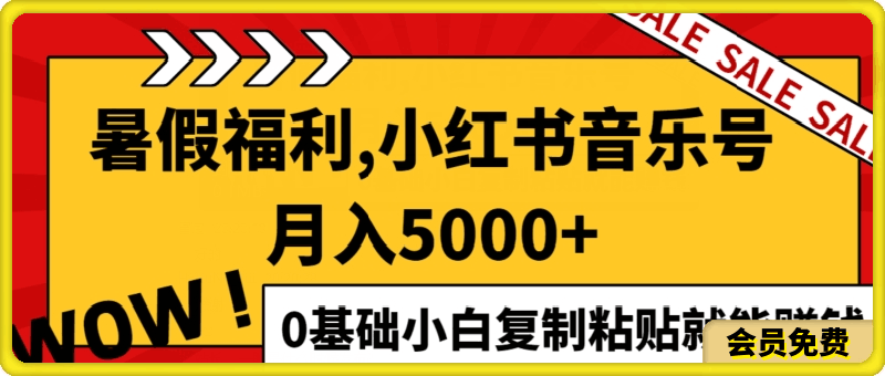 小红书音乐号月入5000 ，0基础小白复制粘贴就能赚钱-云创库