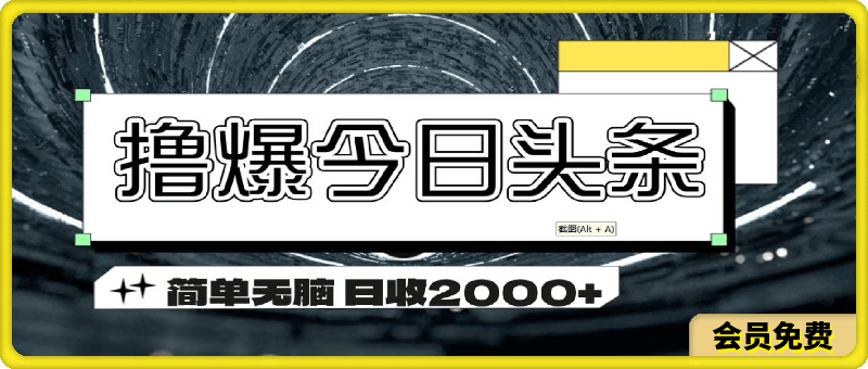 撸爆今日头条 简单无脑操作 日收2000-云创库