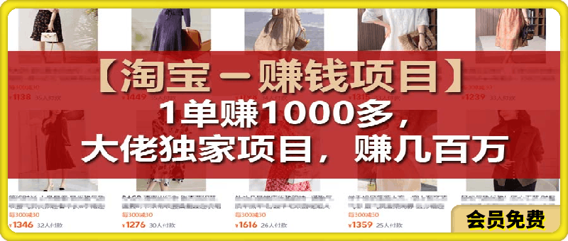 【淘宝赚钱项目】1单可赚1000多，大佬独家项目，年赚几百万-云创库