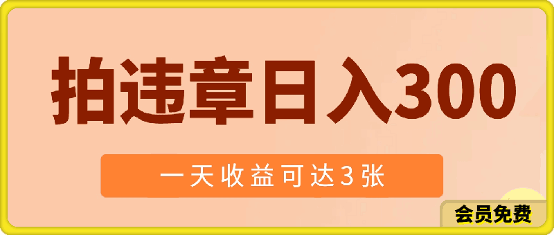 拍违章等一些不文明行为，获取收益，一天收益可达3张-云创库