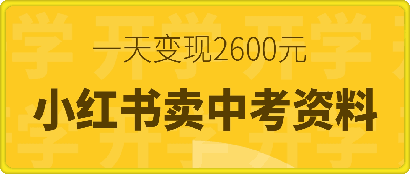 利用小红书卖中考资料，一天引流150 变现2600元-云创库