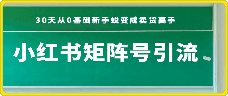 小红书矩阵号引流，适用于电商、微商、实体门店，30天从0基础新手蜕变成卖货高手-云创库