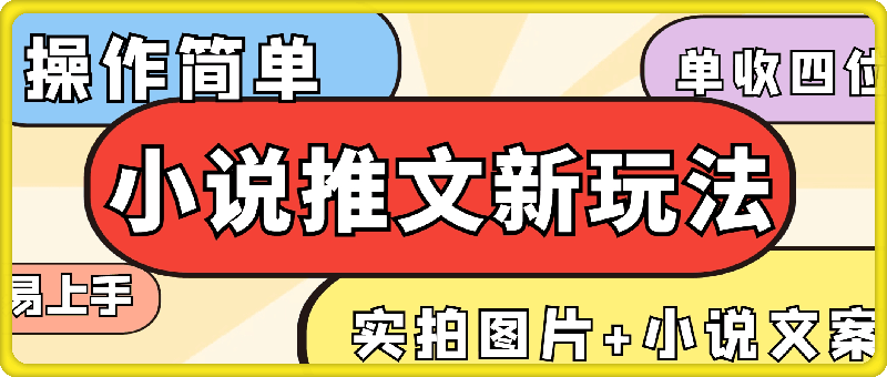 小说推文新玩法，实拍图片+小说文案，操作简单易上手，单条视频收益四位数-云创库