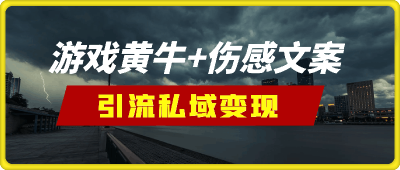 蓝海赛道，游戏黄牛 伤感文案引流私域变现，新手小白日入多张-云创库