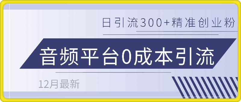 12月最新：音频平台0成本引流，日引流300+精准创业粉-云创库